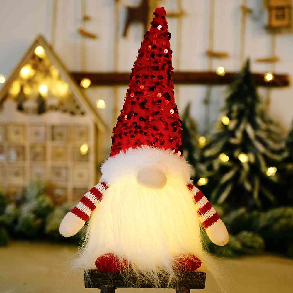 Sequin Light-Up Christmas Gnomes - 11.8" - [5-10 DAY DELIVERY] - T - 3 COLORS / 1 SIZE -