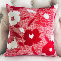 Thumbnail for Hibiscus Red and Beige Luxury Throw Pillow - 10 SIZES -