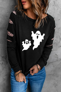 Thumbnail for Ghost Graphic Round Neck Sweatshirt - T - 1 COLOR -