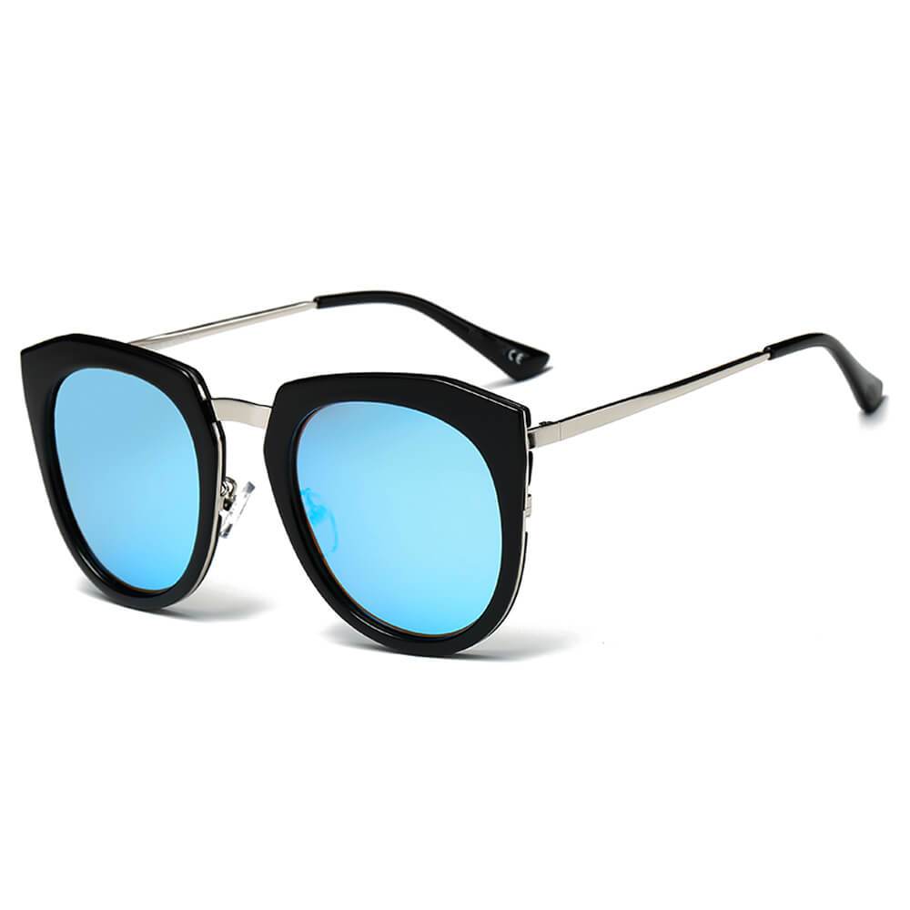 Ferndale | CA12 - Mirrored Polarized Lens Oversize Cat Eye Sunglasses - 6 COLORS -