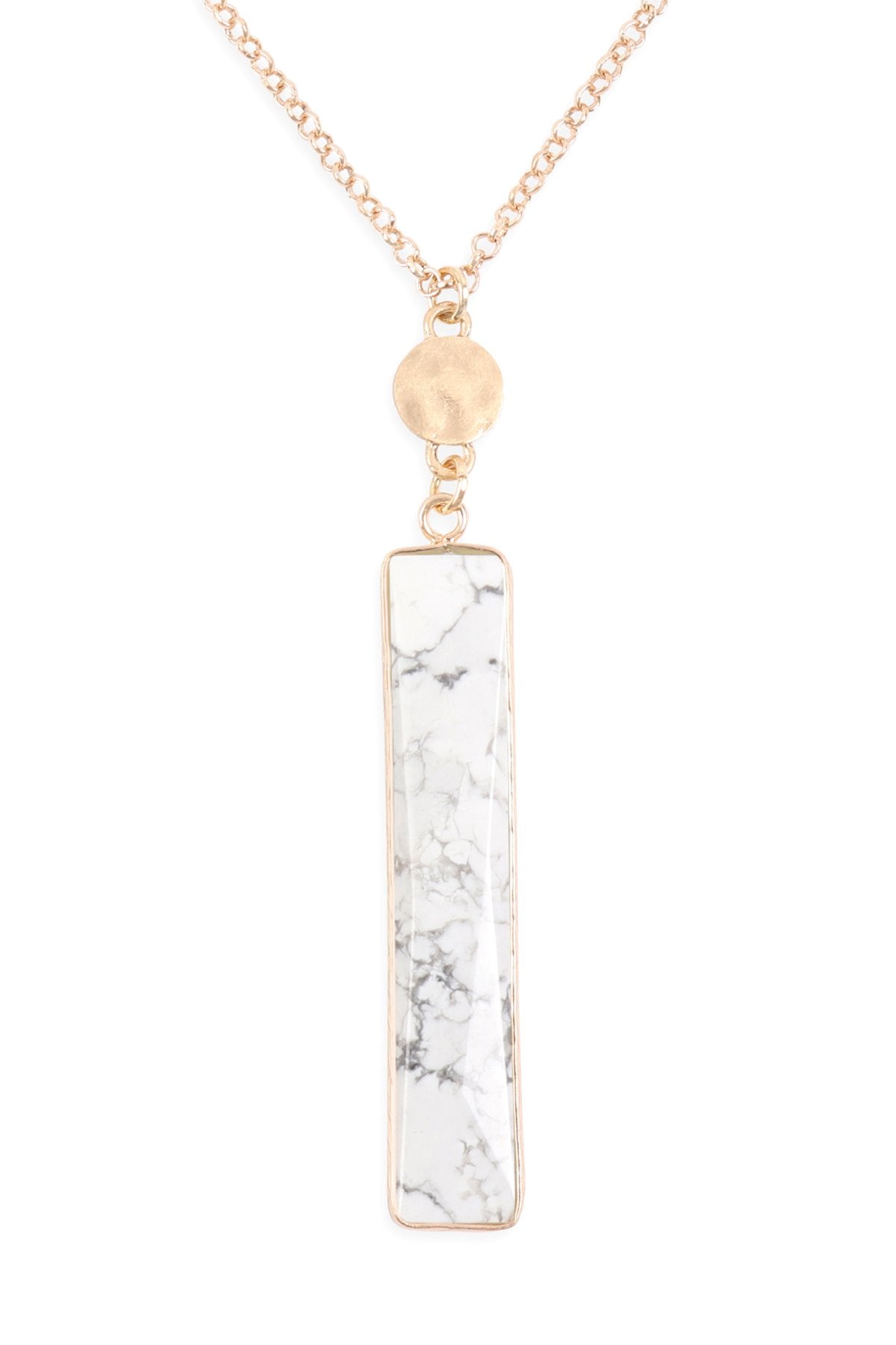 Riah Fashion - Bar Natural Stone Pendant Chain Necklace - 6 COLORS -