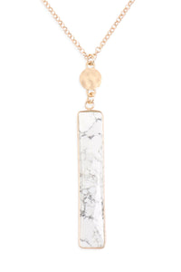 Thumbnail for Riah Fashion - Bar Natural Stone Pendant Chain Necklace - 6 COLORS -