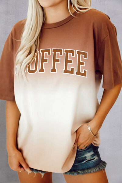 COFFEE Round Neck Short Sleeve T-Shirt - T - 1 COLOR -