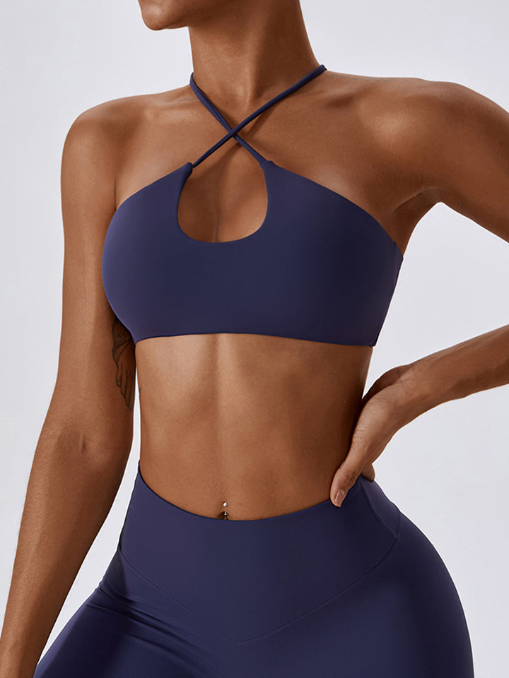 Cropped Halter Neck Sports Bra - T - 5 COLORS -