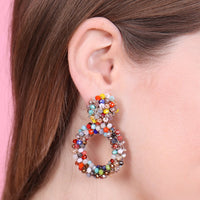 Thumbnail for Rondelle Hoops Post Earrings - 8 COLORS -