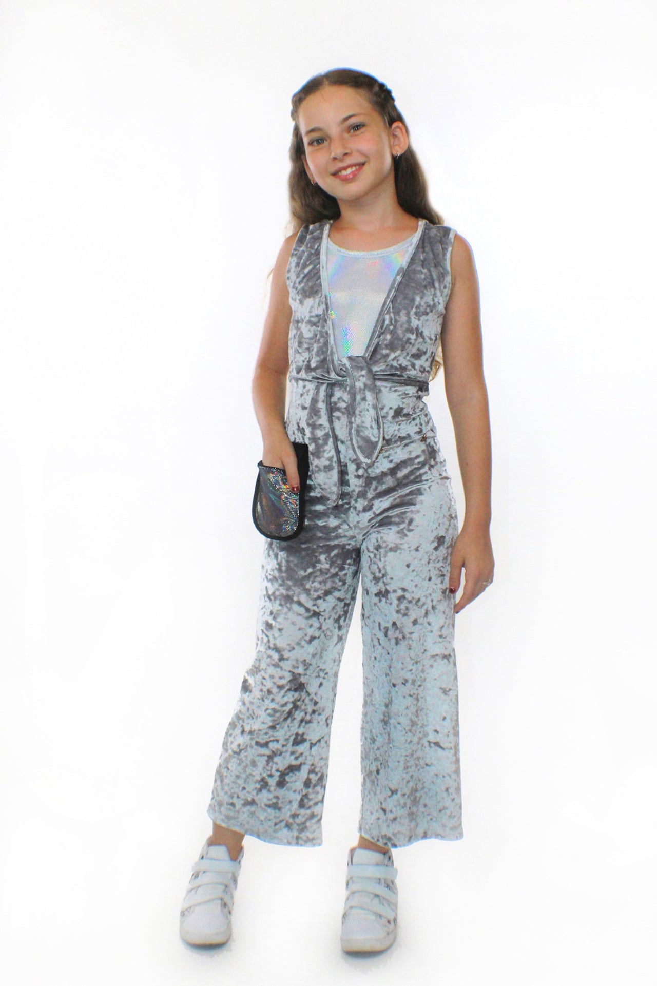 Stardust - COCO With Pocketwist™ – Silver Crushed Velvet Jumpsuit - 1 COLOR -