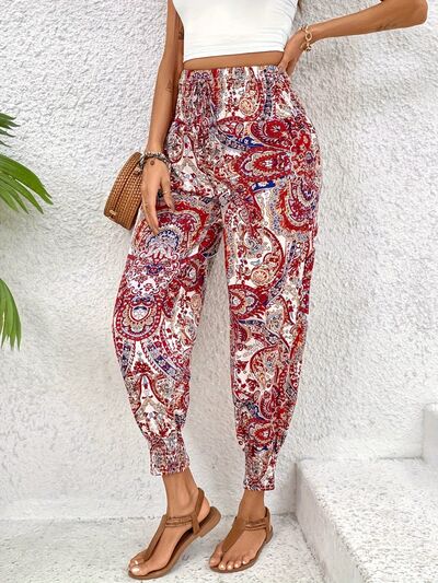 Tied Printed High Waist Pants - T - 2 COLORS -