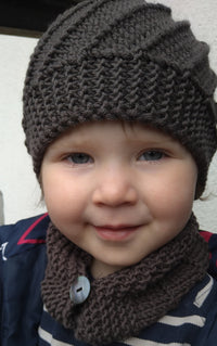 Thumbnail for Baby Bubble - Mocca Knitted Set: Hat and Button Scarf - 1 COLOR -