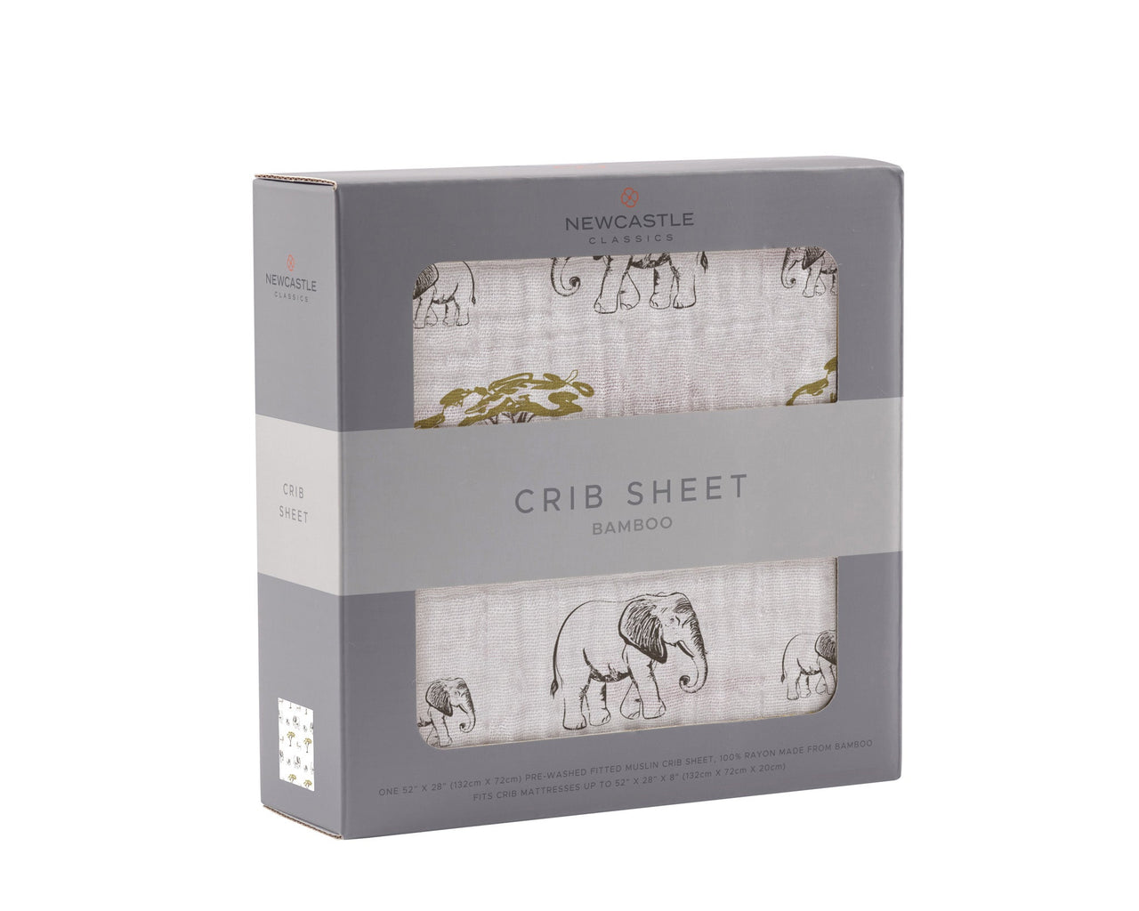 Newcastle - Rhinos and Elephants Bamboo Muslin Crib Sheet -