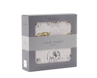 Thumbnail for Newcastle - Rhinos and Elephants Bamboo Muslin Crib Sheet -