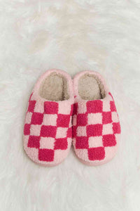 Thumbnail for Melody Checkered Print Plush Slide Slippers - LIMITED SIZES LEFT - T - 4 COLORS -