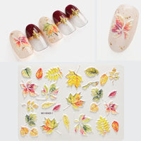 Thumbnail for 3D Acrylic Engraved / Relief - Flower Nail Stickers Embossed Flowers & Leaves - [27 DAY DELIVERY] -  Water Decals  - 19 STYLES! -