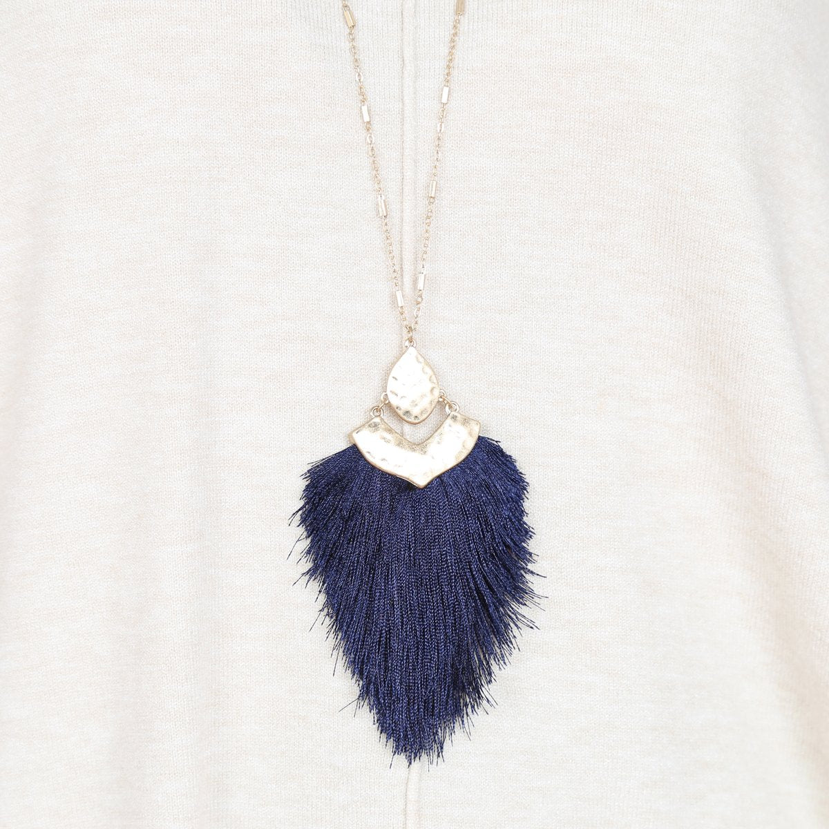 Arrow Shaped Tassel Pendant Linked Necklace - 10 COLORS -