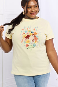 Thumbnail for Simply Love Full Size Floral Graphic Cotton Tee - T - 2 COLORS -