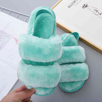 Thumbnail for Faux Fur Open Toe Slippers - T - 10 COLORS/PATTERNS -