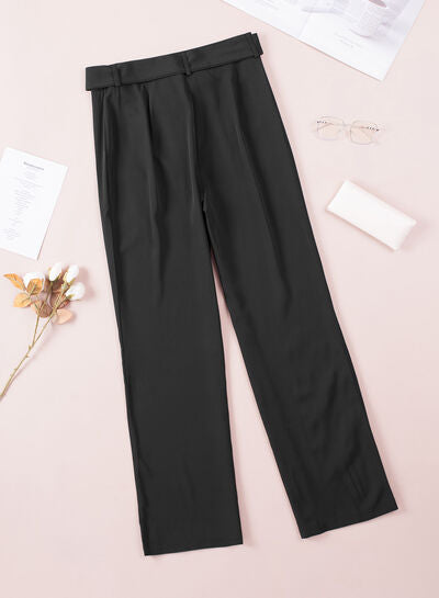 Tied High Waist Straight Pants - T - 1 COLOR -