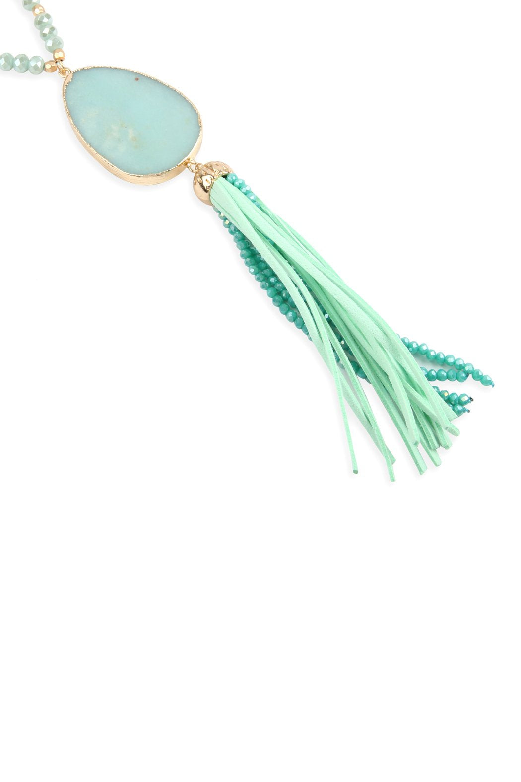 Natural Stone Tassel Pendant Necklace - 5 COLORS -