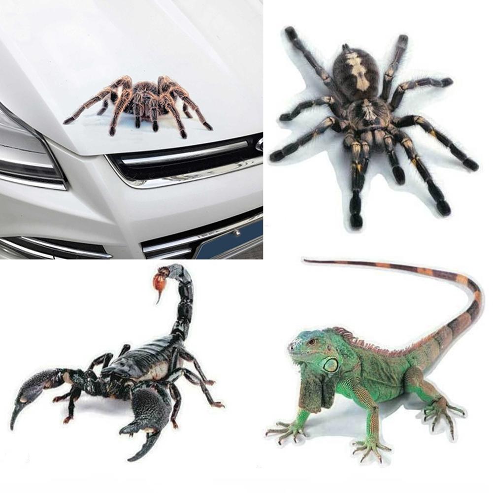 3D Spider Lizard Scorpion Car Sticker 3D Animal Pattern Vehicle Window Mirror Bumper Decal Decor Water-Resistant High Stickiness - [15 DAY DELIVERY] - 4 CRITTERS -