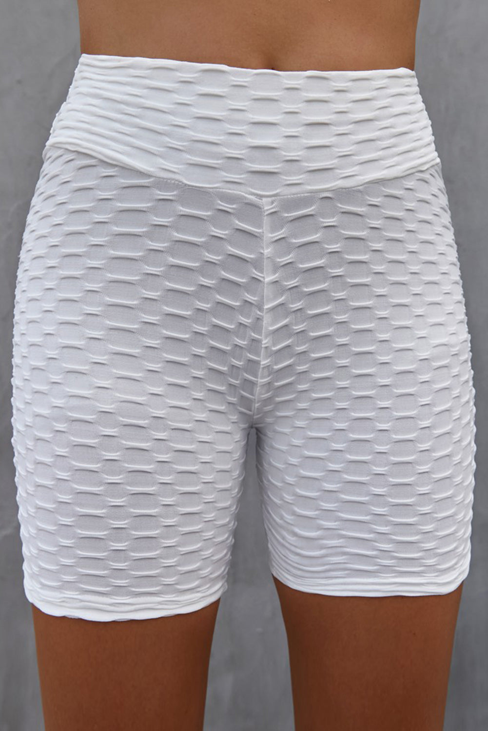 Textured High Waisted Biker Shorts - T - 2 COLORS -