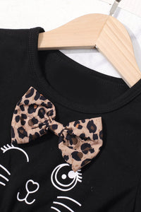 Thumbnail for Girls Leopard Graphic Handkerchief Hem Spliced Dress - T - 4T THRU 7 - 1 COLOR -