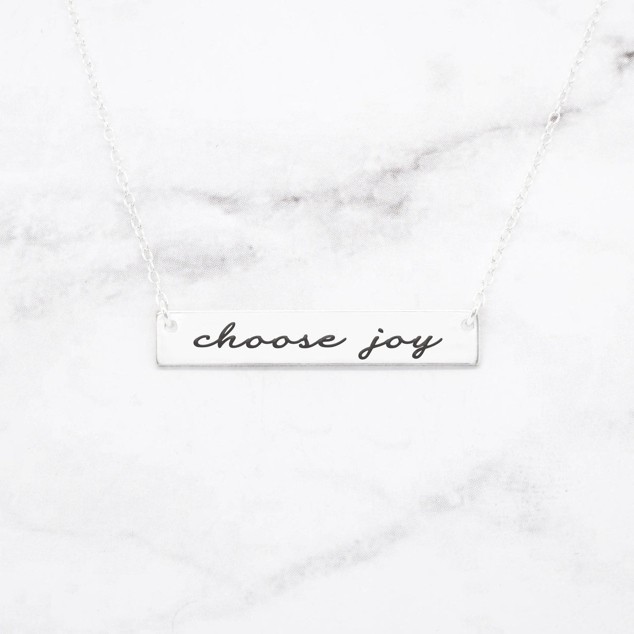 Choose Joy - Rose Gold Quote Bar Necklace -