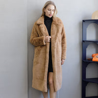 Thumbnail for Sharon Tatem - Plush Thick Warm Loose - Faux Rabbit Fur Coat - Loose Lapel - 11 COLORS -