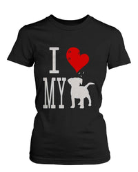 Thumbnail for Funny Graphic Statement Womens Black T-Shirt - I Love My Dog - 1 COLOR -