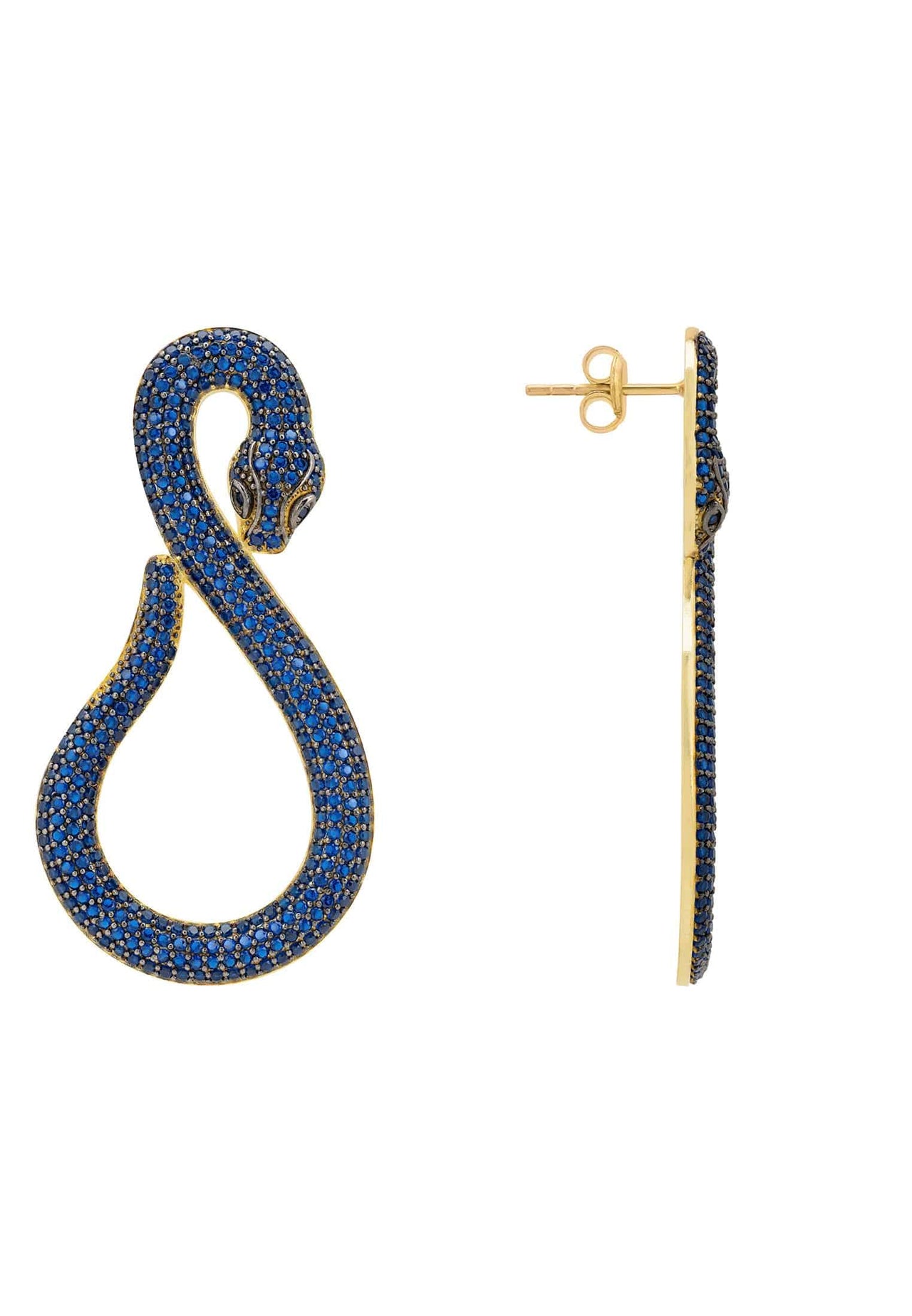 LATELITA - Asp Snake Drop Earrings Gold Sapphire -