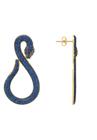 Thumbnail for LATELITA - Asp Snake Drop Earrings Gold Sapphire -