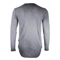 Thumbnail for Mens Long Sleeve Crewneck Oil Wash Vintage Raw Edge Hem T Shirt - 1 COLOR