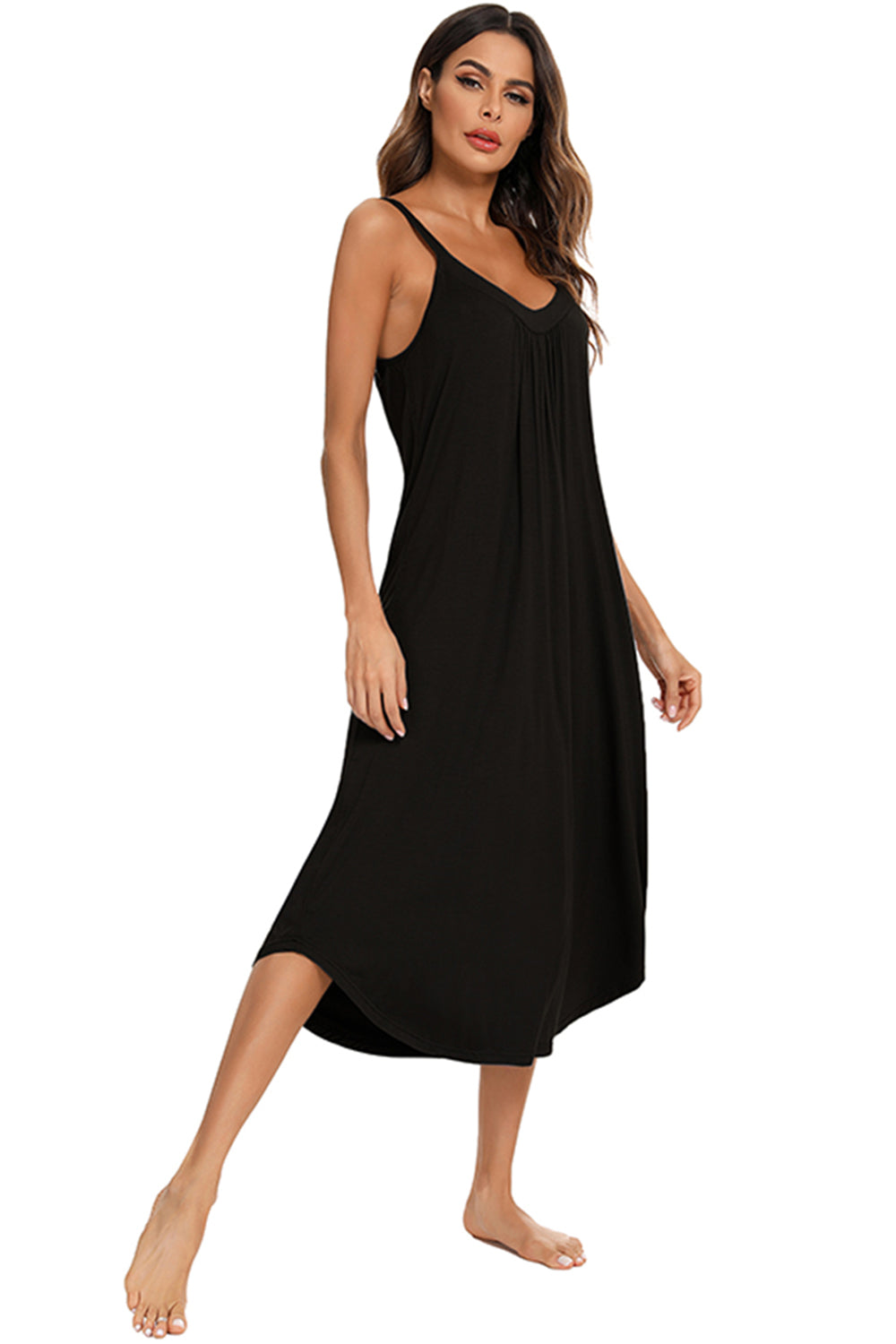 V-Neck Midi Lounge Dress - T - 4 COLORS -