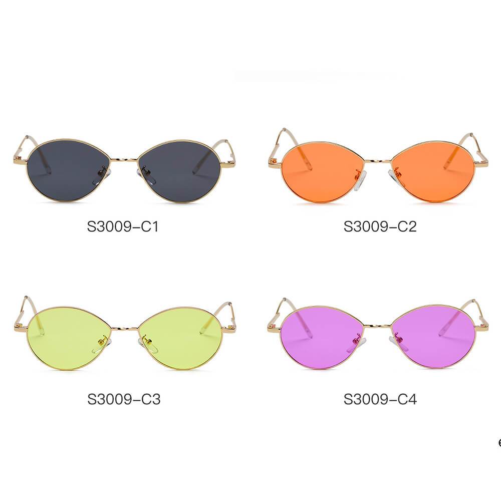 Hickory | S3009 - Small Retro Vintage Metal Round Sunglasses - 4 COLORS -