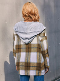 Thumbnail for Plaid Dropped Shoulder Hooded Jacket - T - 4 COLORS -