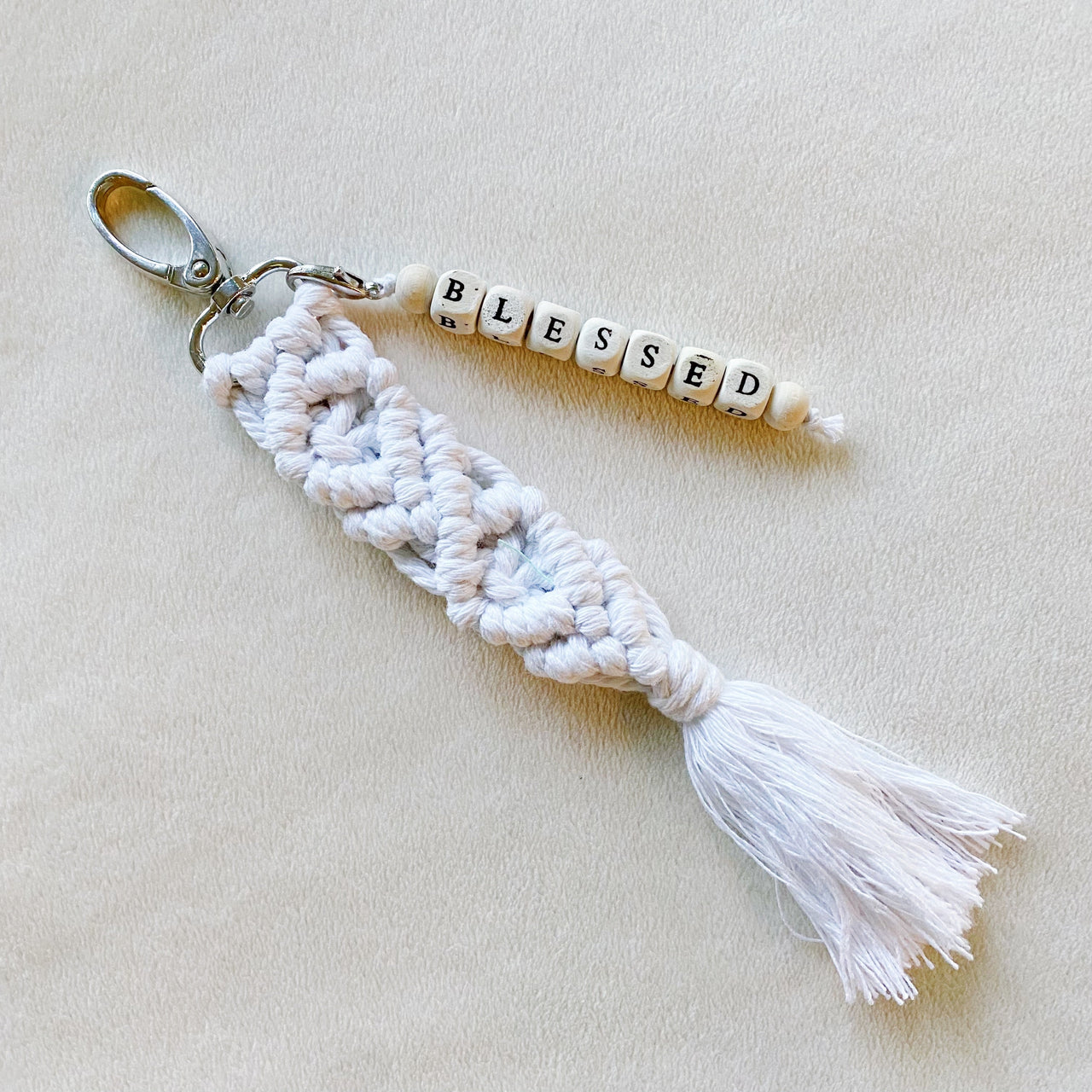 Macrame Beloved Boho Key Chain - 7.5" - 7 COLORS -