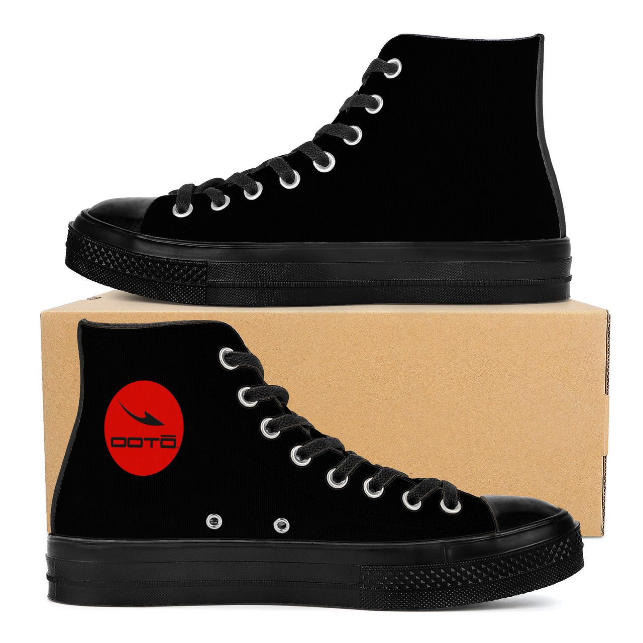 OOTO - SF_D71 High Top Canvas Shoes - CLASSIC B & R - Black soles - 1 COLOR -