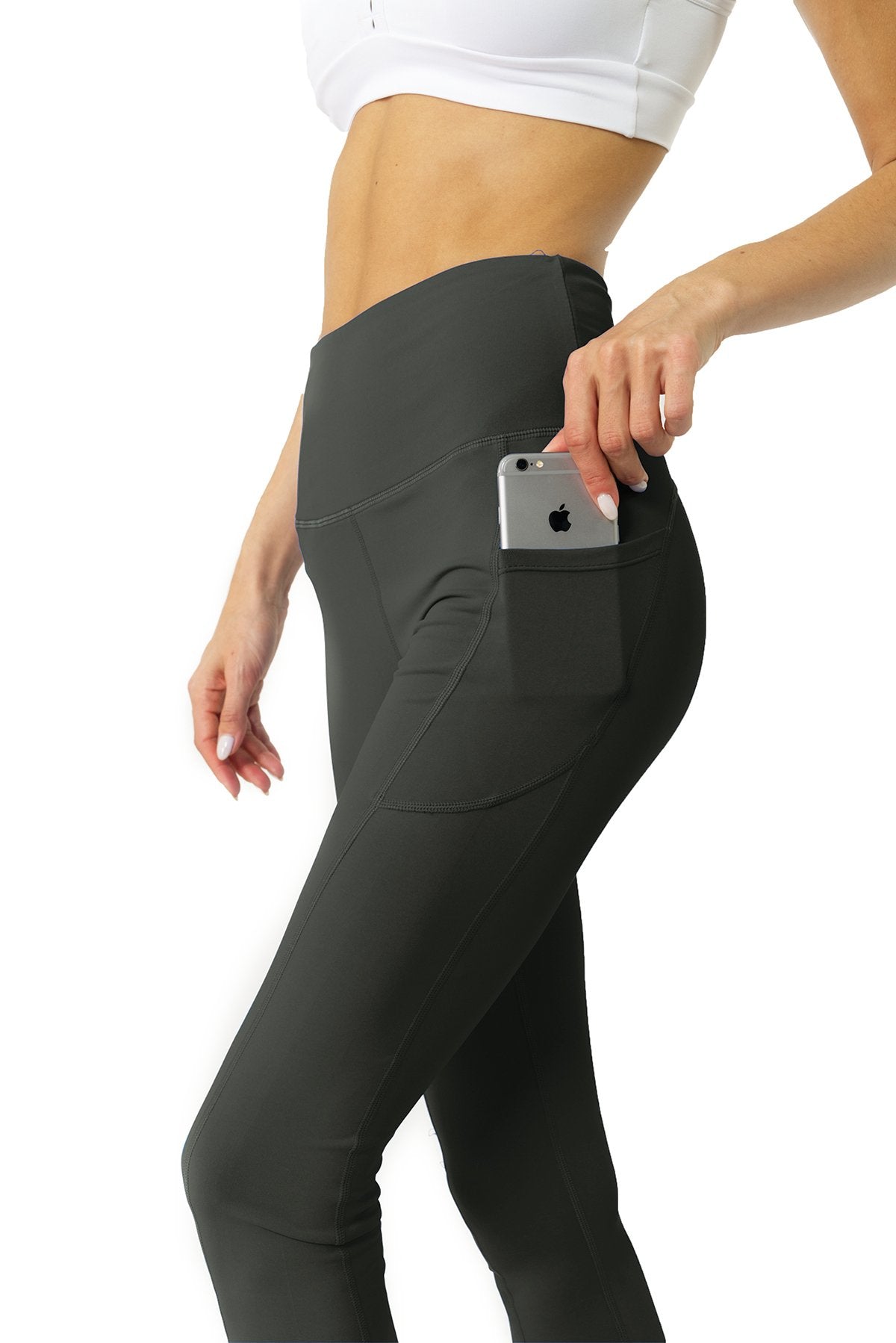 Savoy - High Waisted Yoga Leggings with pockets - Slate Grey - 1 COLOR -