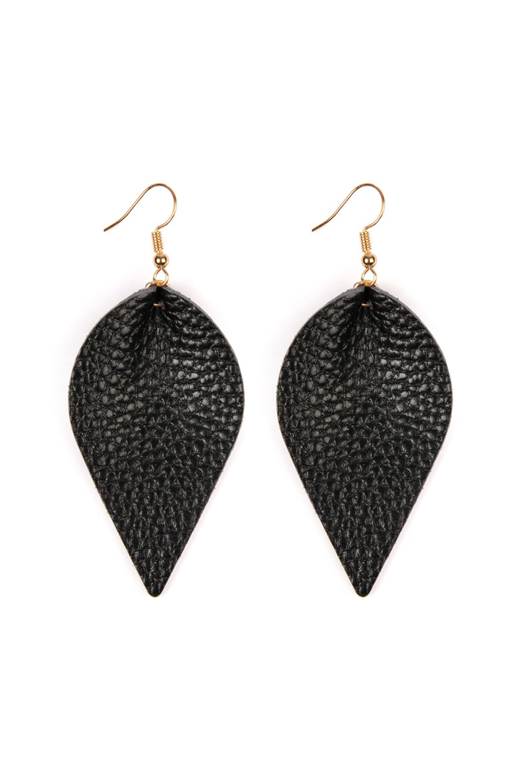 Teardrop Shape Pinched Leather Earrings - 18 COLORS -