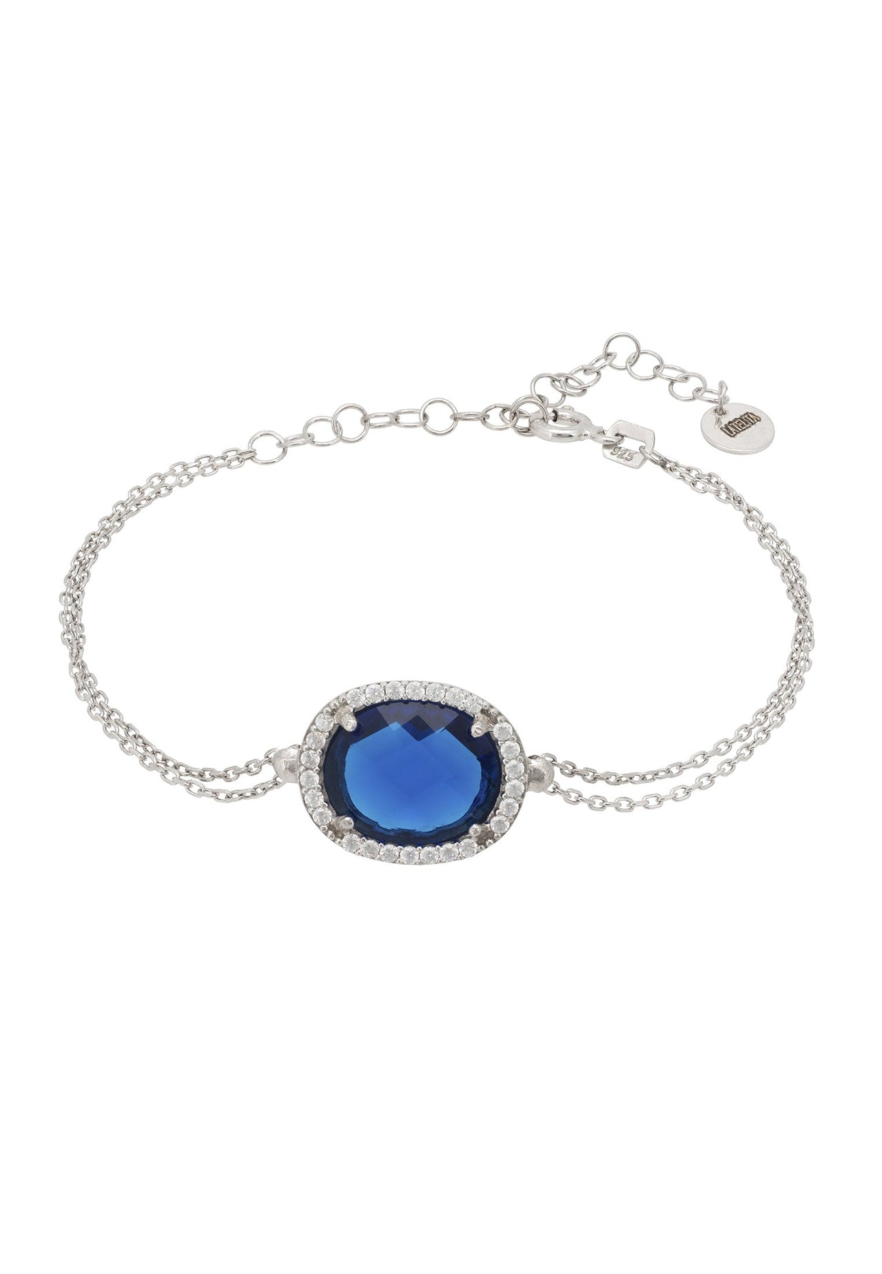 LATELITA - Beatrice Oval Gemstone Bracelet Silver Sapphire Hydro -