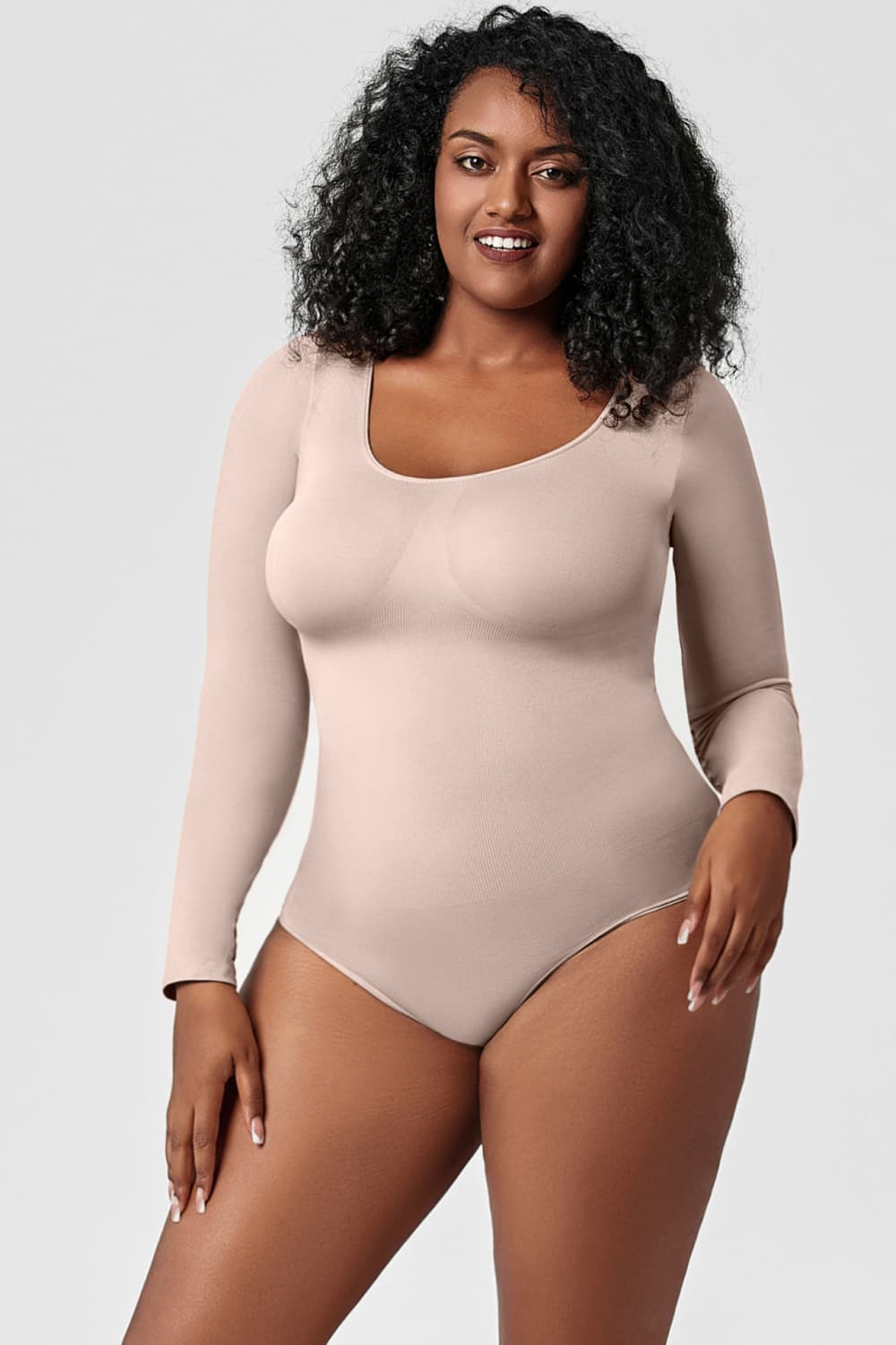 Full Size Long Sleeve Shaping Bodysuit - SIZES S THRU 3XL - T - 3 COLORS -