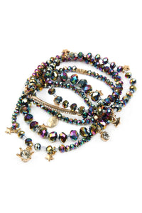 Thumbnail for Riah Fashion - Glass Beads Charm Bracelet Set - 8 COLORS