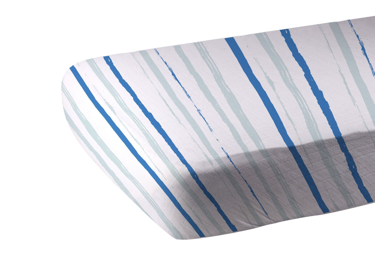 Newcastle - Ocean Stripe Cotton Muslin Crib Sheet -