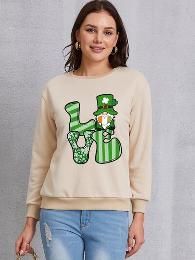 LOVE Round Neck Gnome Dropped Shoulder Sweatshirt - T - 3 COLORS -