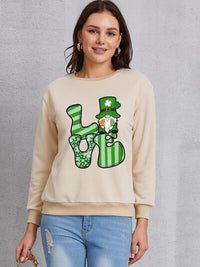 Thumbnail for LOVE Round Neck Gnome Dropped Shoulder Sweatshirt - T - 3 COLORS -