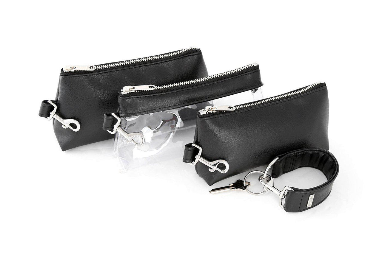 Keyper - Classic Black Vegan Leather 4 PC WRISTLET SET - 2 OPTIONS -