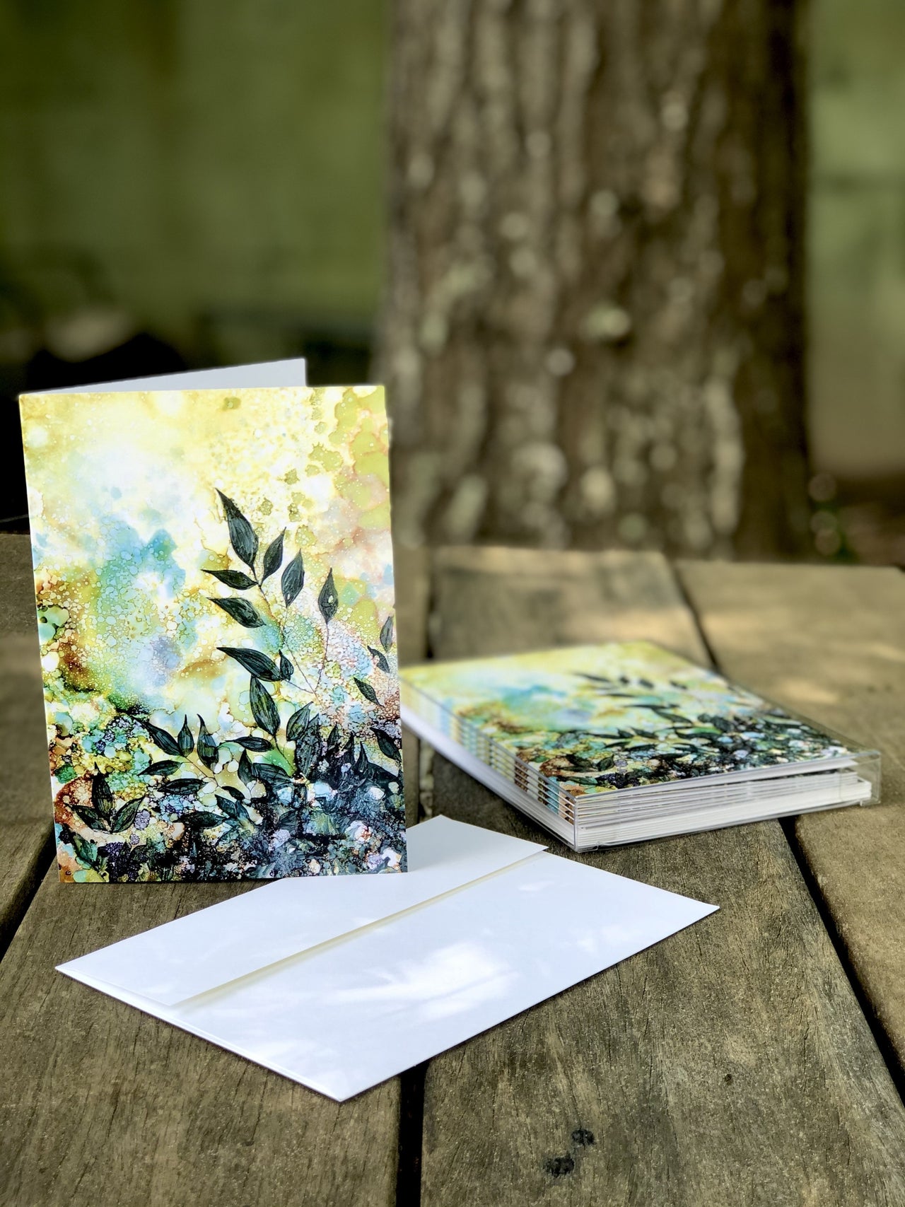 Shadow Leaves : Greeting Card - 5"X7" - 1 OR SET(6) -