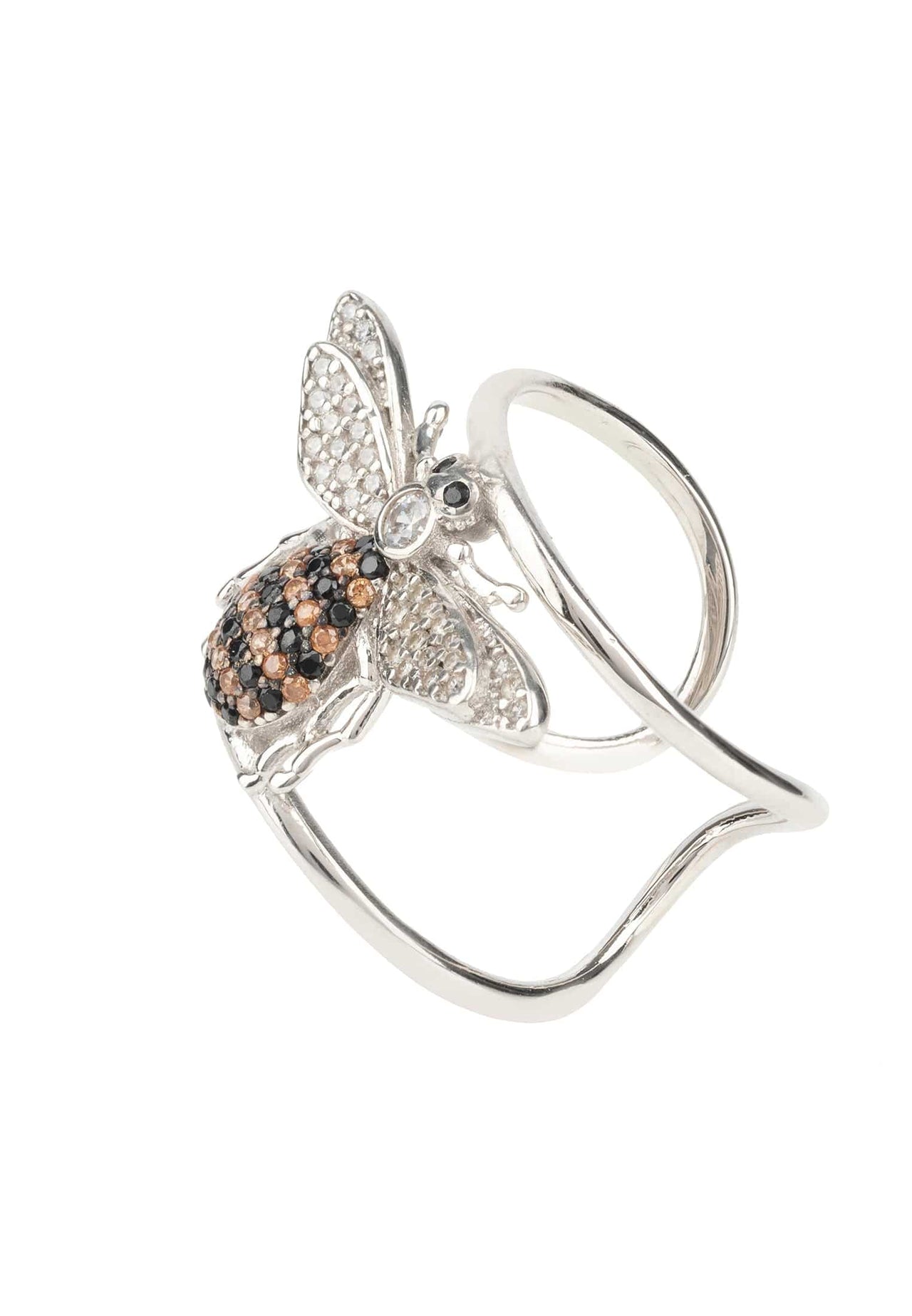 LATELITA - Honey Bee Cocktail Ring Adjustable Silver -