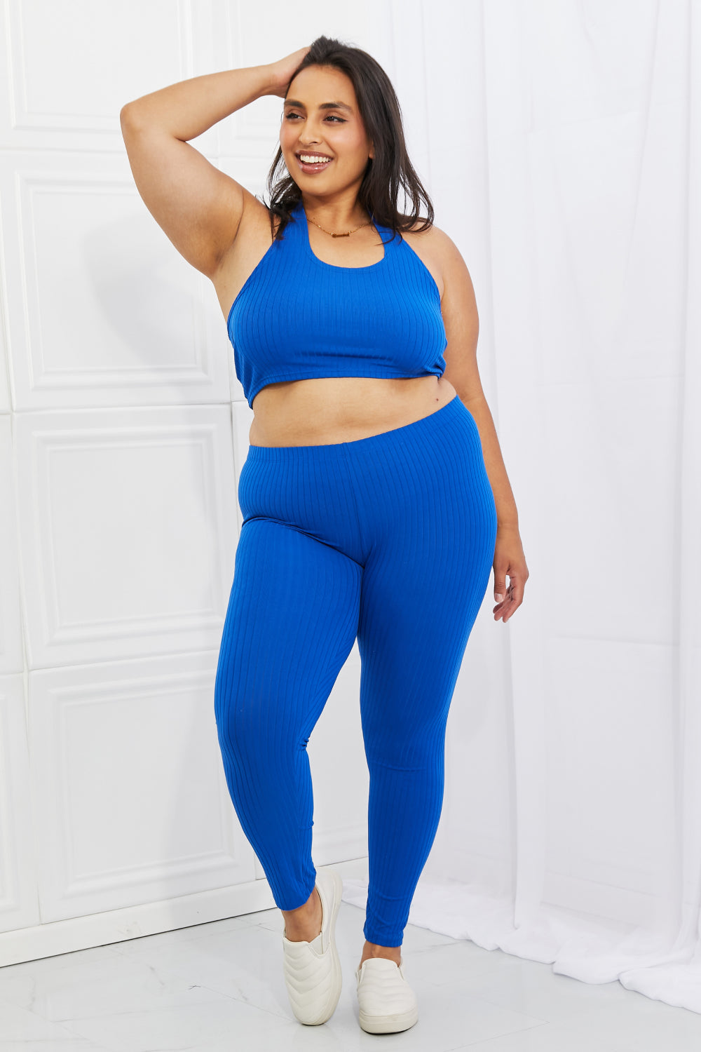 Capella On The Daily Full Size Halter Crop Top and Leggings Set - 2 PCS - T - 1 COLOR -