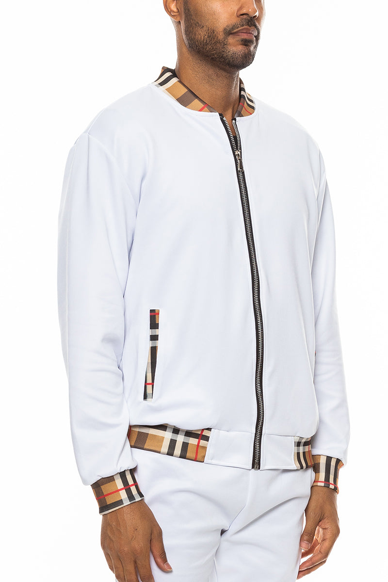 Checkered Plaid Design Track Jacket - 4 COLORS -