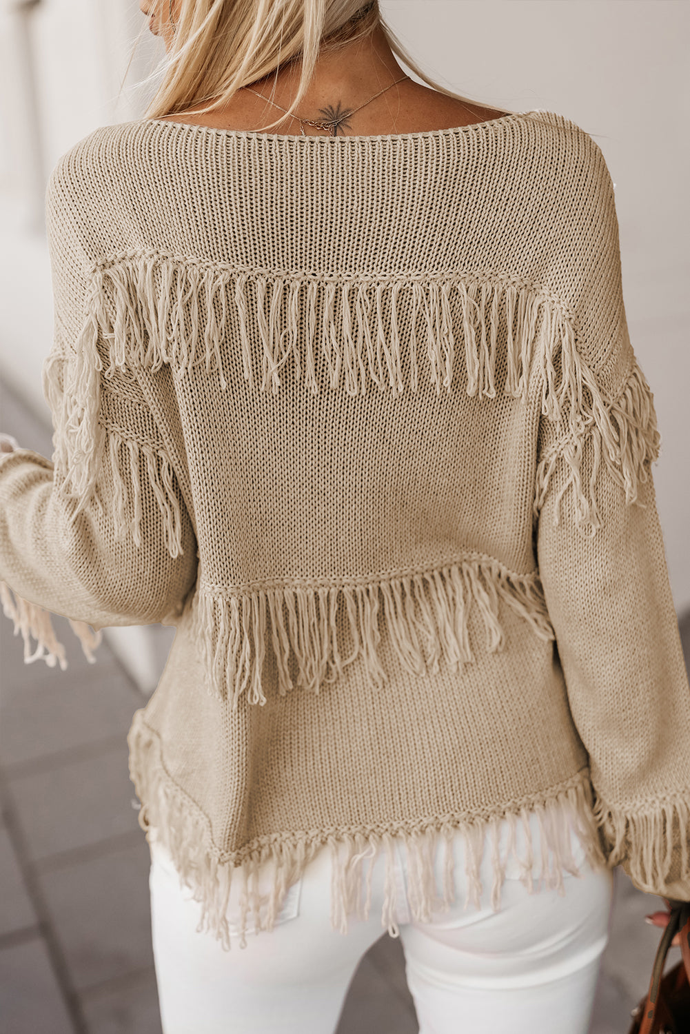 Threaded Pear - Dakota Boho Tasseled Knitted Sweater - 1 COLOR -