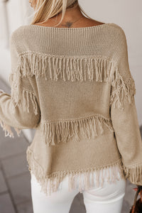 Thumbnail for Threaded Pear - Dakota Boho Tasseled Knitted Sweater - 1 COLOR -